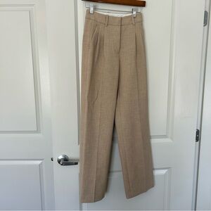 Aritzia Wilfred xsmall 00 tan beige straight leg high waisted tailored trousers